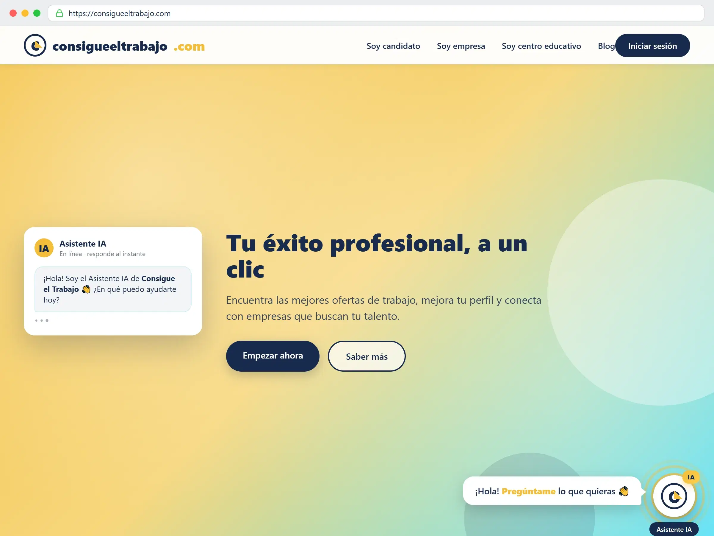 Asistente IA de Consigue el Trabajo en acción